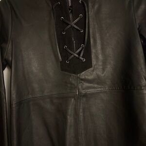 Black leather top back zip up size M or 38